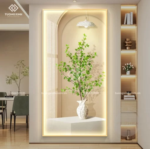 Tranh tráng gương đèn LED đính đá pha lê cao cấp LD1007