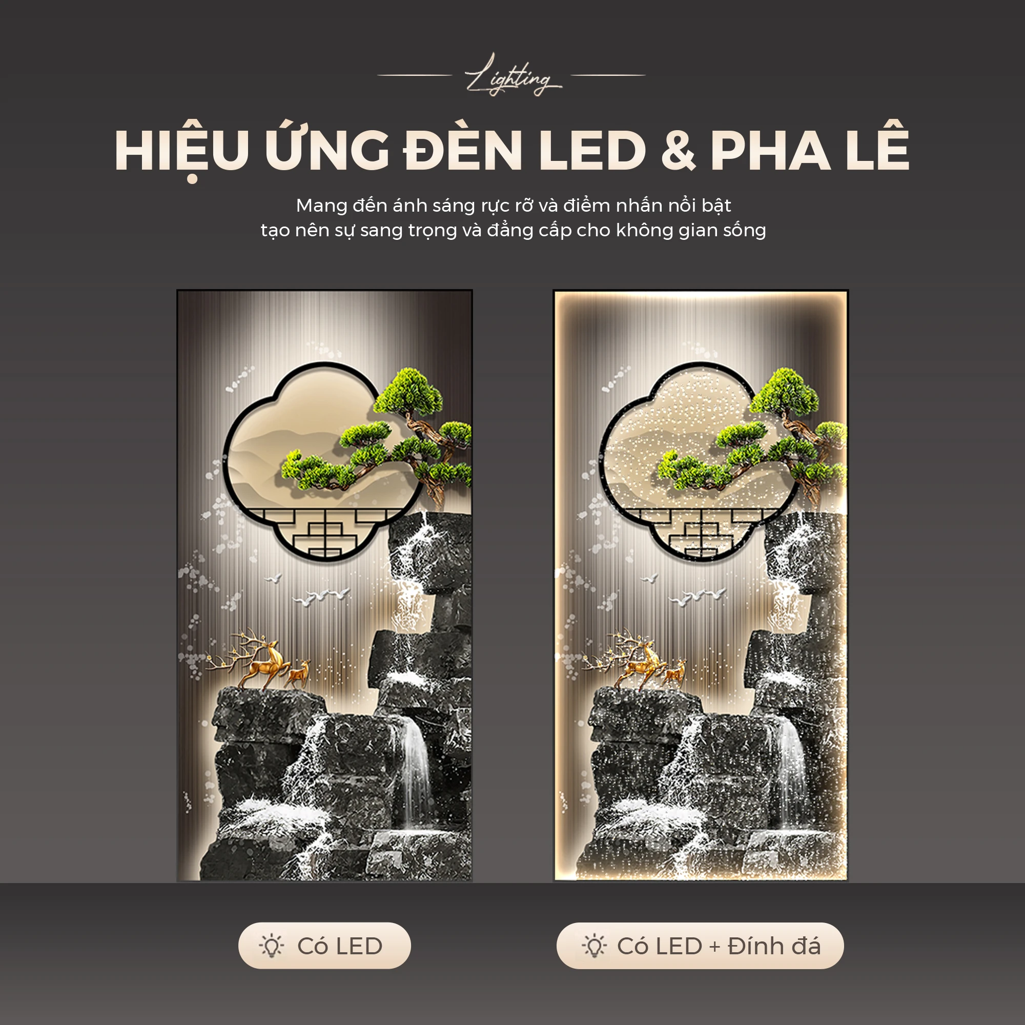 Tranh phòng khách tráng gương đèn LED đính đá pha lê cao cấp LD1065 3 Tranh phòng khách tráng gương đèn LED đính đá pha lê cao cấp LD1065 - Ảnh 3