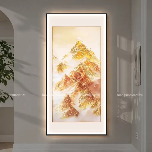 Tranh treo tường phòng khách đèn LED đính đá pha lê sang trọng LD931