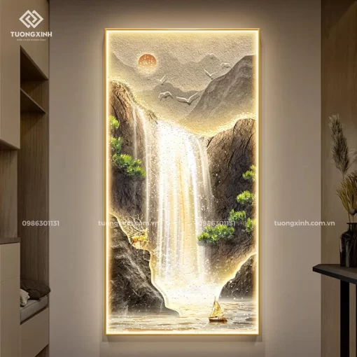 Tranh nghệ thuật tráng gương đèn LED đính đá pha lê cao cấp LD1080