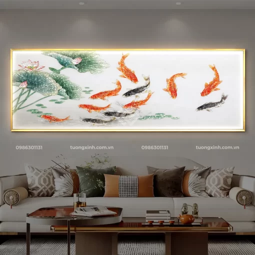 Tranh treo tường phòng khách tráng gương đèn LED đính đá sang trọng LD926