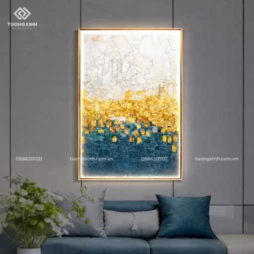 Tranh treo tường phòng khách nghệ thuật trừu tượng đèn LED đính đá LD943