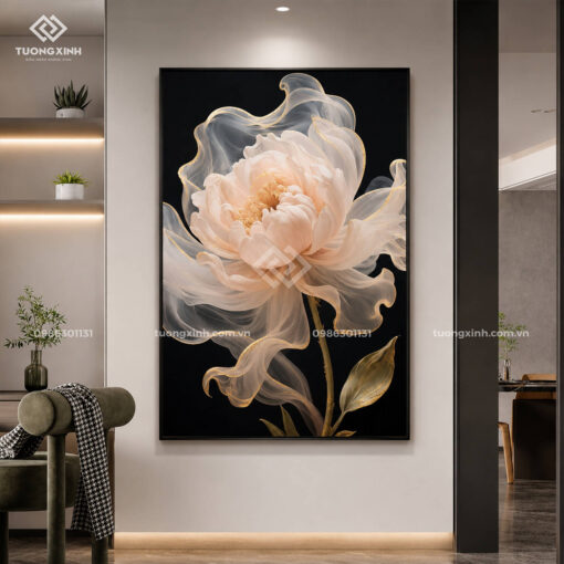Tranh dát vàng hoa nghệ thuật in nổi 3D cao cấp TM208