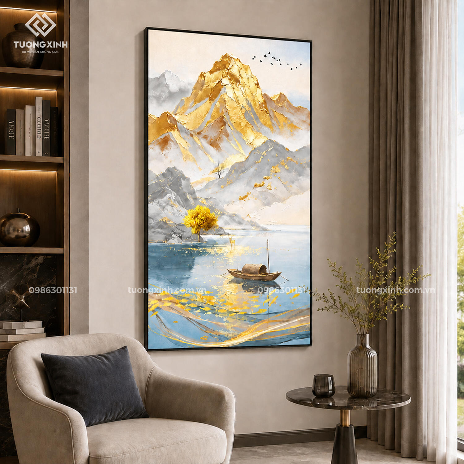 Tranh dát vàng núi non hùng vĩ in nổi 3D cao cấp TM214 1 Tranh dát vàng núi non hùng vĩ in nổi 3D cao cấp TM214