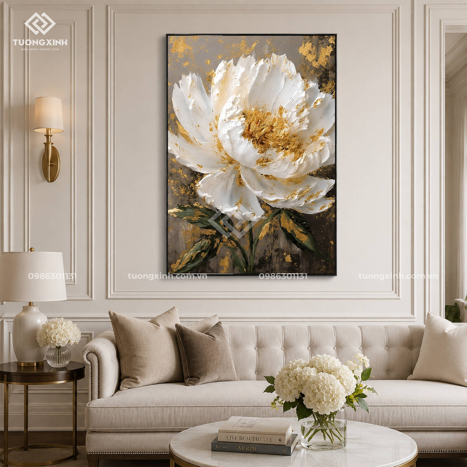Tranh dát vàng hoa nghệ thuật in nổi 3D cao cấp TM223 1 Tranh dát vàng hoa nghệ thuật in nổi 3D cao cấp TM223