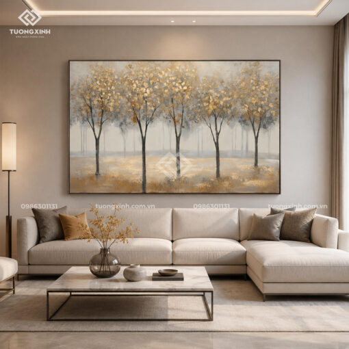 Tranh treo tường nghệ thuật in nổi 3D hiệu ứng dát vàng cao cấp TM088