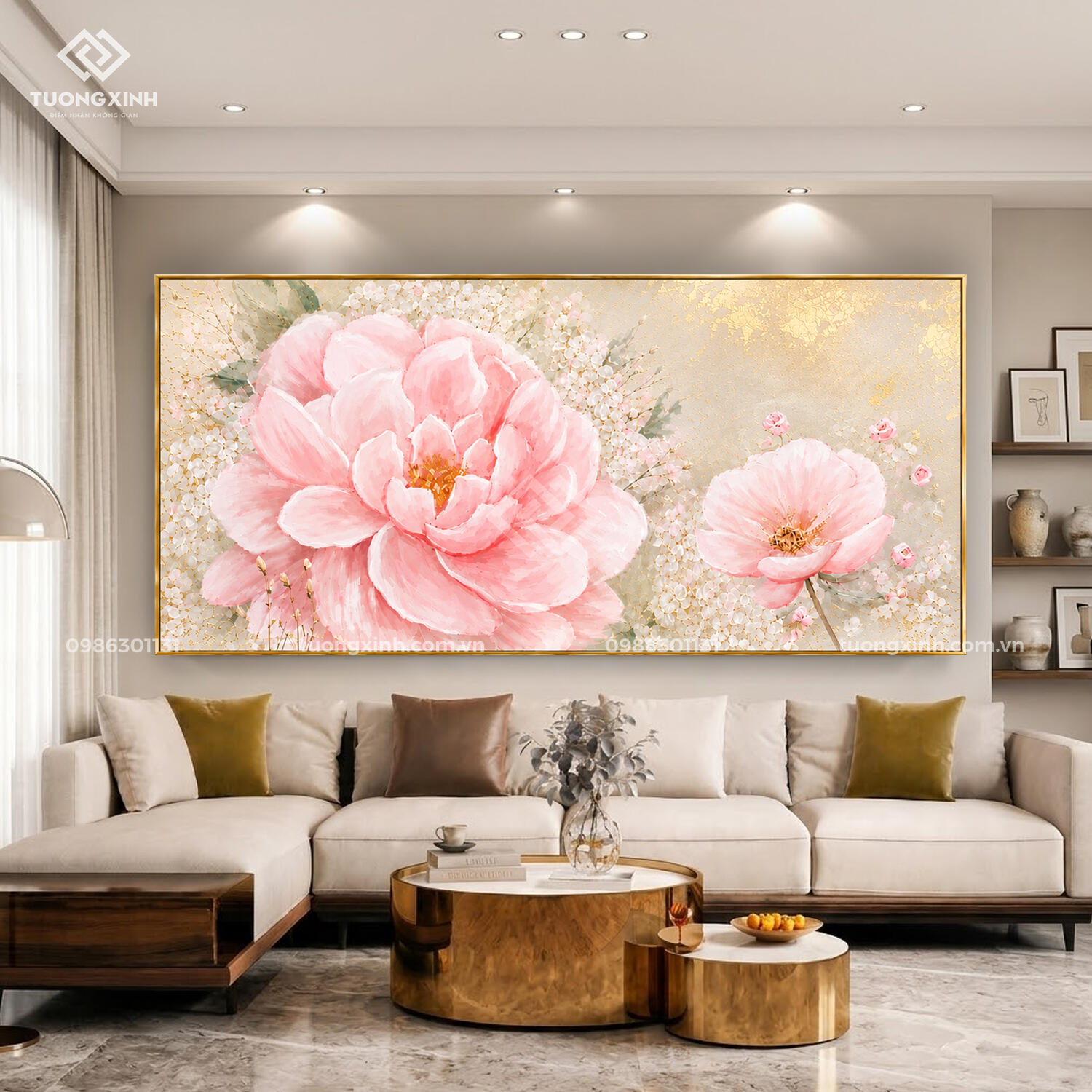 Tranh treo tường dát vàng hoa nghệ thuật nổi 3D cao cấp TM102 1 Tranh treo tường dát vàng hoa nghệ thuật nổi 3D cao cấp TM102
