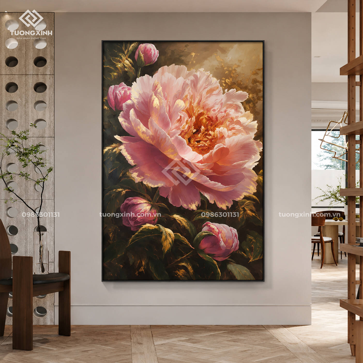 Tranh ánh kim hoa nghệ thuật in nổi 3D cao cấp TM039 1 Tranh ánh kim hoa nghệ thuật in nổi 3D cao cấp TM039