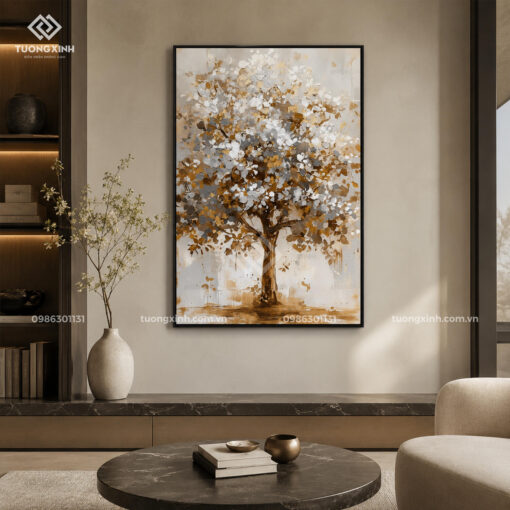 Tranh dát vàng hoa nghệ thuật in nổi 3D cao cấpTM042