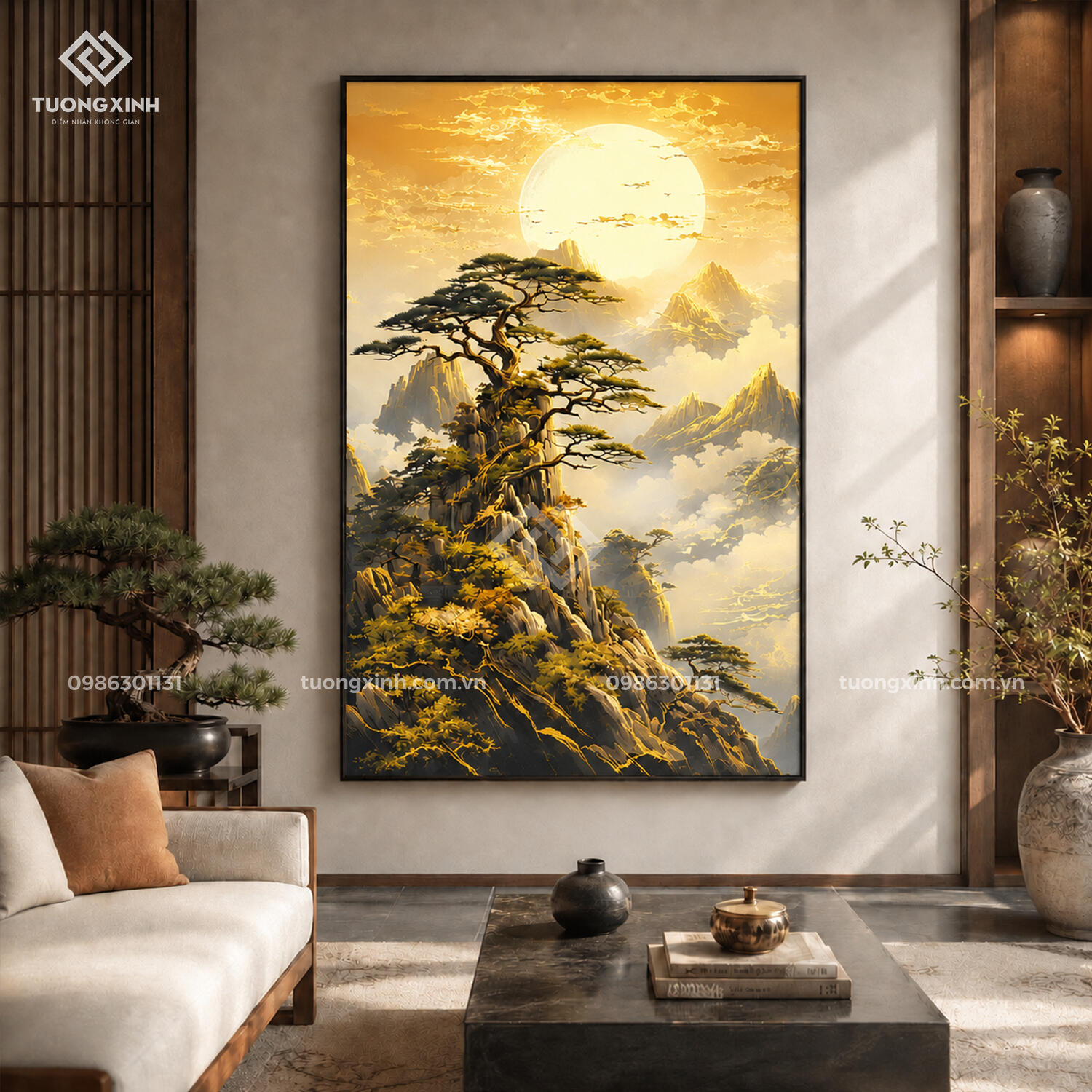 Tranh dát vàng phong cảnh núi non hùng vĩ in nổi 3D cao cấp TM043 1 Tranh dát vàng phong cảnh núi non hùng vĩ in nổi 3D cao cấp TM043