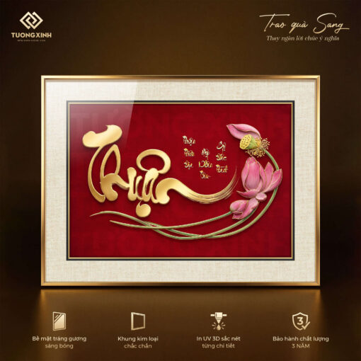 Tranh thư pháp tráng gương, quà tặng phong thuỷ ý nghĩa (3)