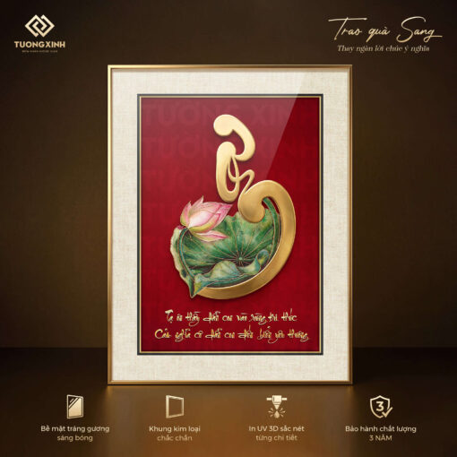 Tranh thư pháp tráng gương, quà tặng phong thuỷ ý nghĩa (4)