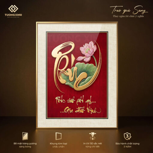 Tranh thư pháp tráng gương, quà tặng phong thuỷ ý nghĩa (6)