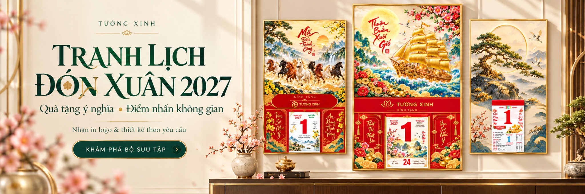 Tranh lịch tết in ấn logo thiết kế theo yêu cầu Công Thành Danh Toại TL151